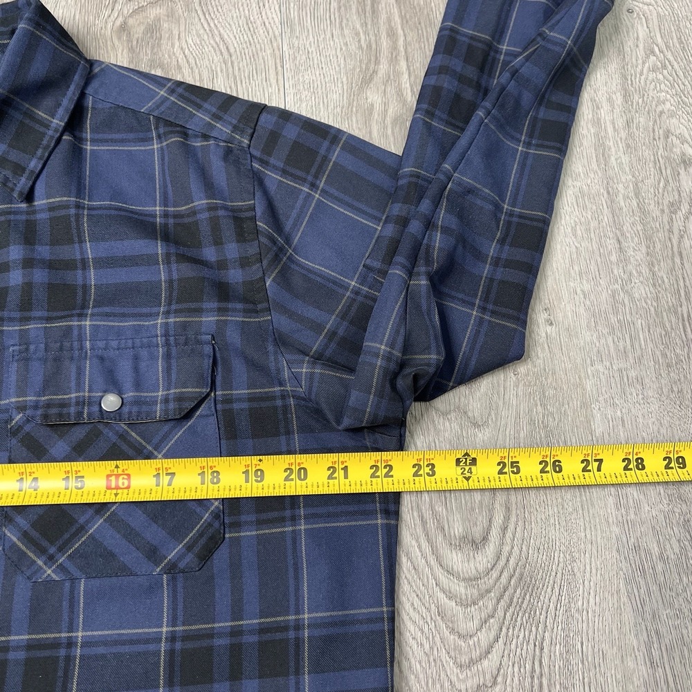 Flylow Long Sleeve Snap Flannel Shirt Mens Size Medium Blue Plaid - Picture 11 of 15